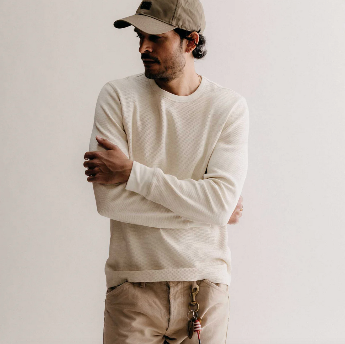 The Organic Cotton Waffle Crew in Vintage White
