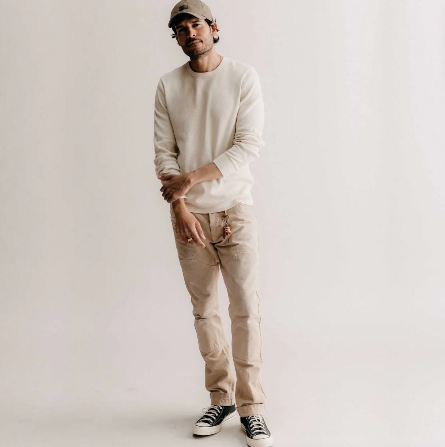 The Organic Cotton Waffle Crew in Vintage White