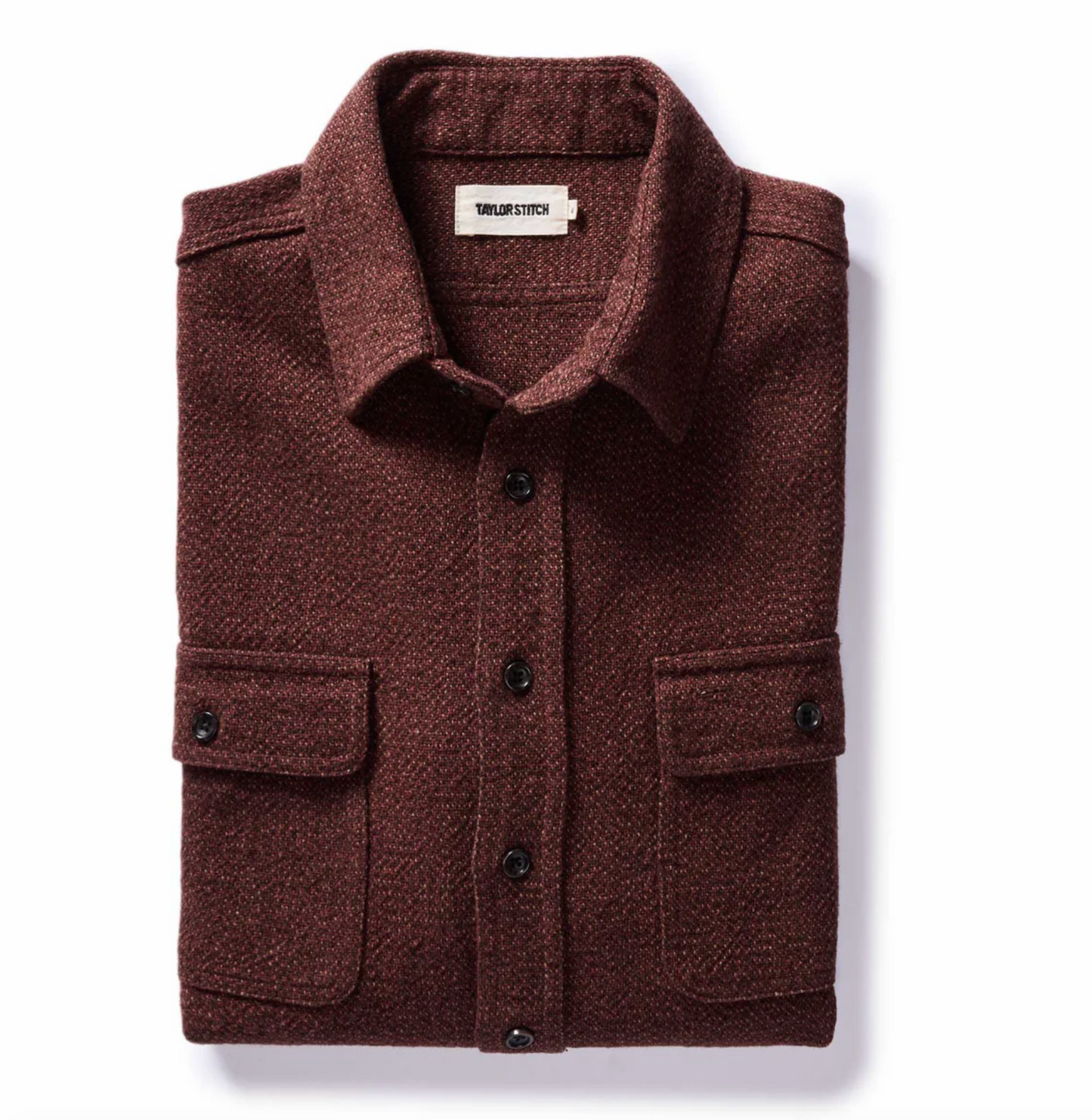The Ledge Shirt in Burgundy Linen Tweed