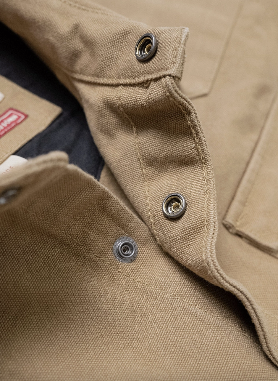 Iron and Resin, Fenceline Duck Canvas Shirt Jacket in Field Tan