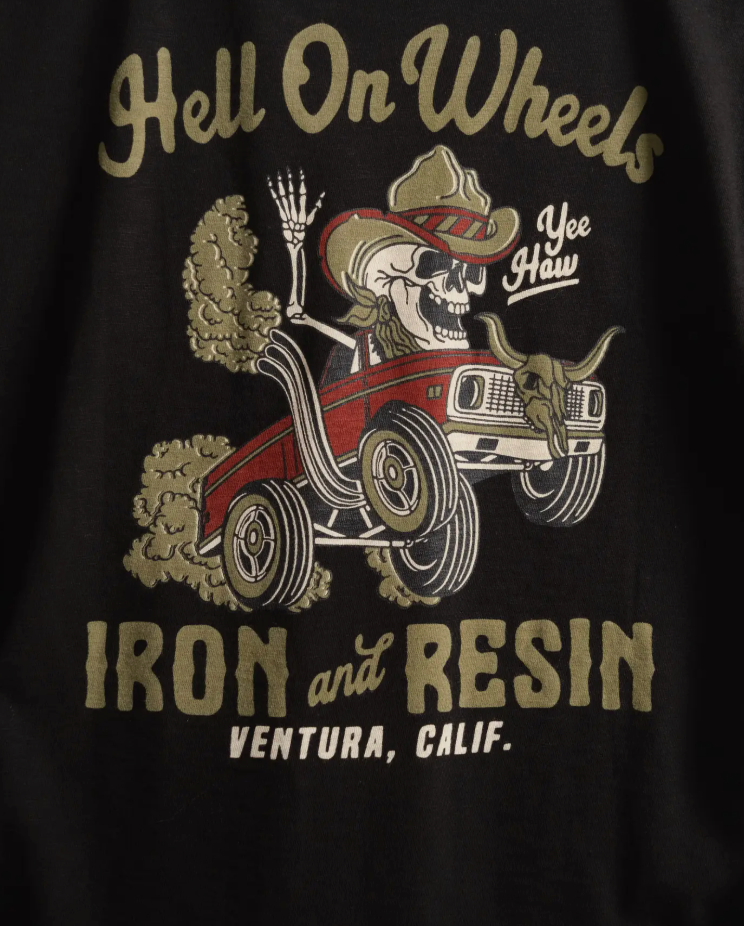 Iron and Resin, Hell on Wheels Tee in Black