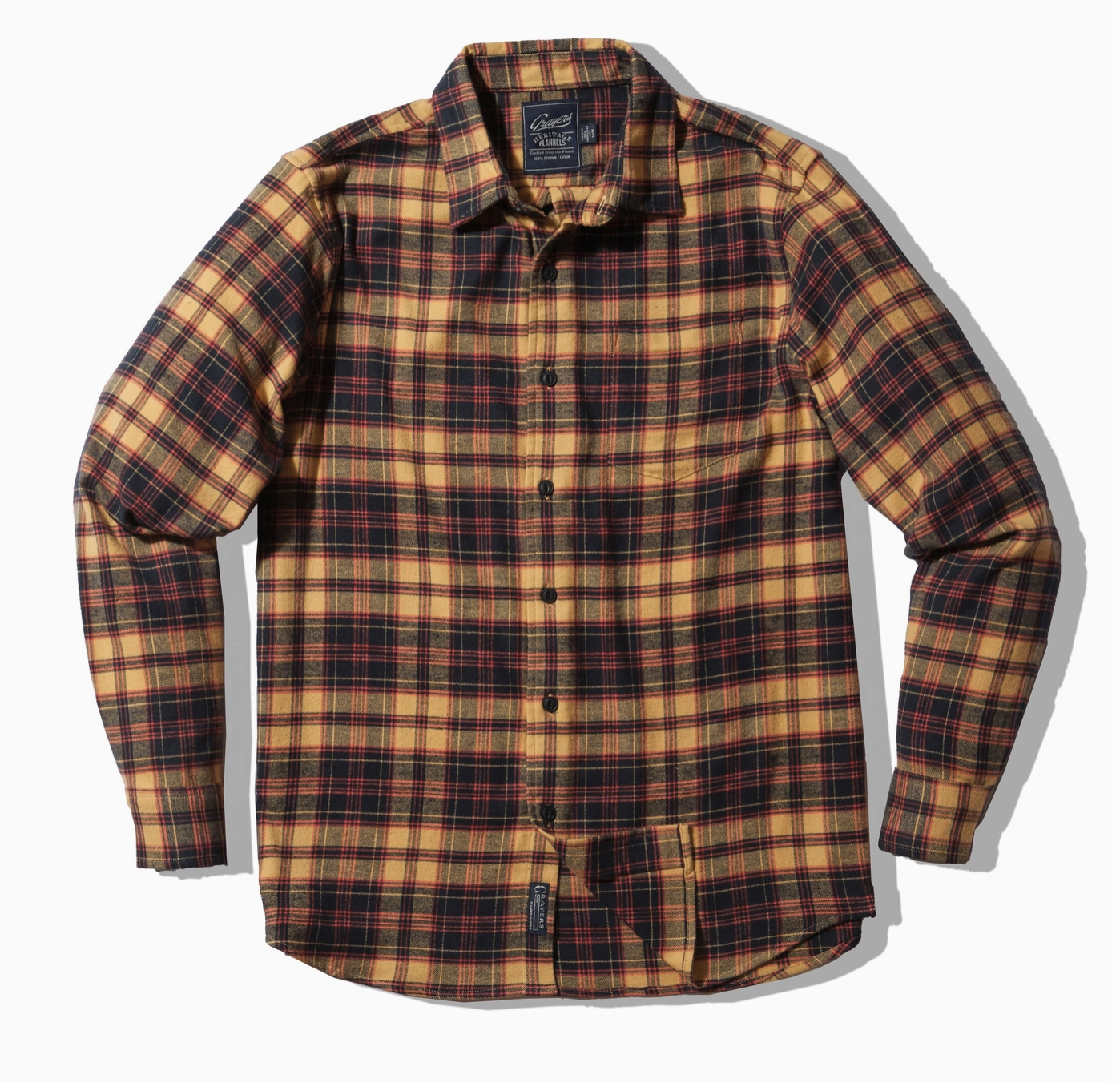 Grayer's, Shady Grove Stretch Flannel in Navy Red Ecru