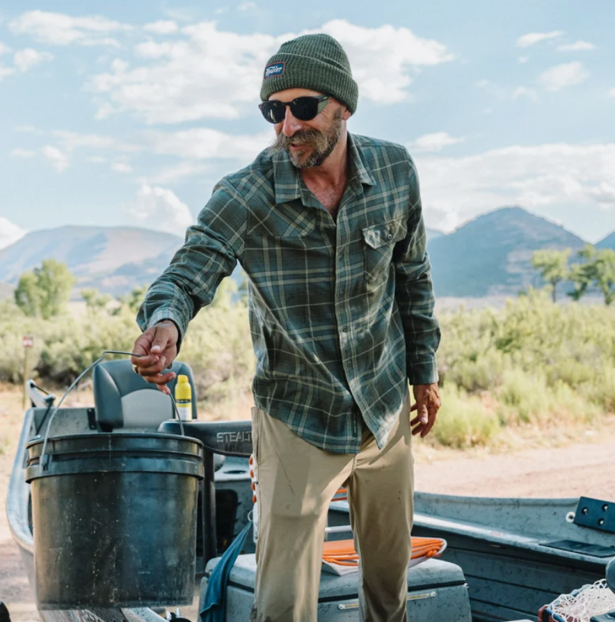 Howler Brothers Harker's Flannel, Kempton Plaid Beluga