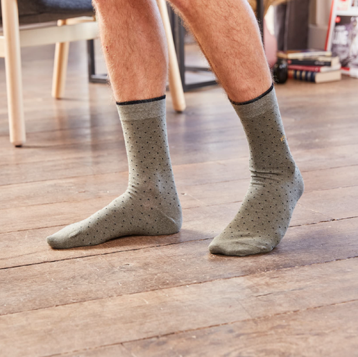 Khaki Square Fancy Cotton Socks