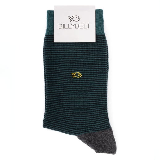English Green Striped Cotton Socks