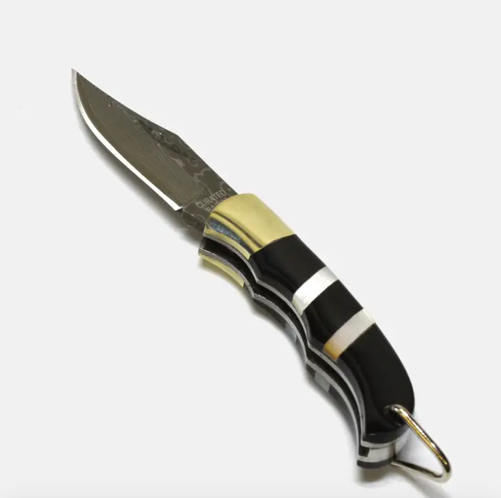 Ox-Horn with Pearls Striped Inlay Folding Knife