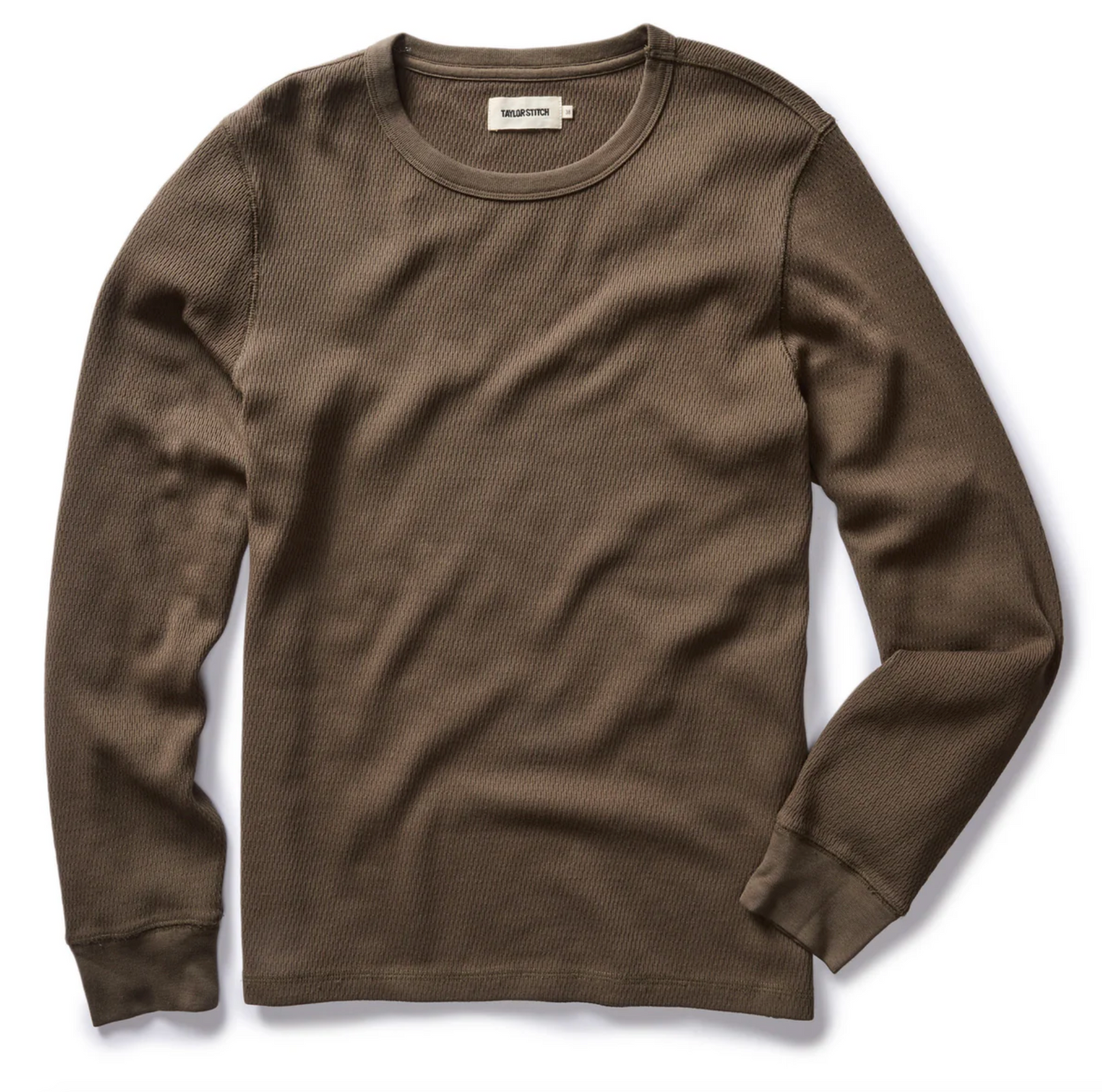 The Organic Cotton Waffle Crew in Fatigue Olive Crew