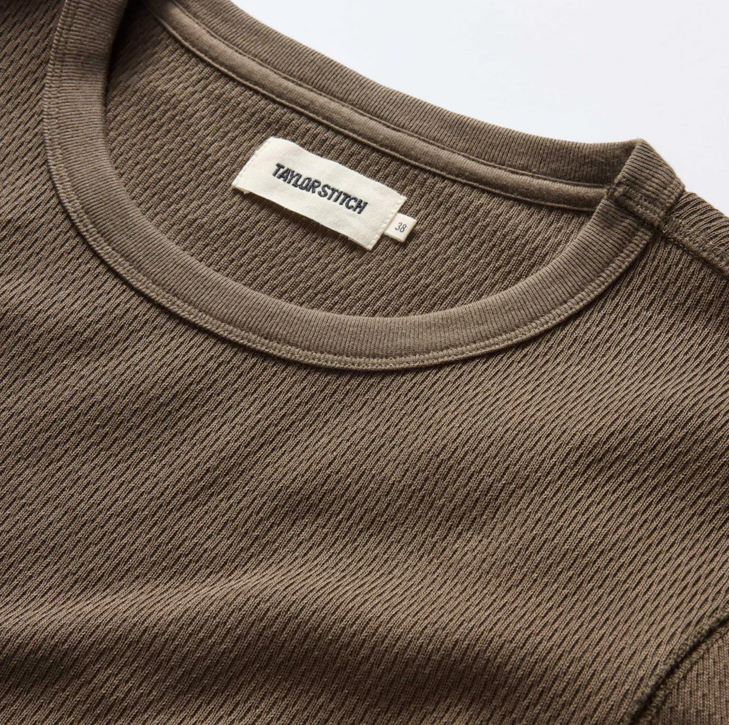 The Organic Cotton Waffle Crew in Fatigue Olive Crew