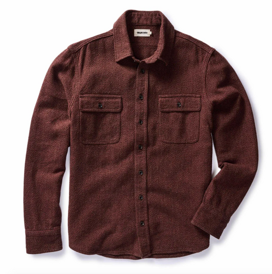 The Ledge Shirt in Burgundy Linen Tweed