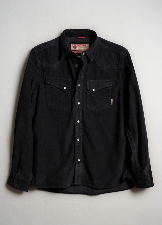 Iron and Resin, Corduroy Ojai Shirt in Charcoal