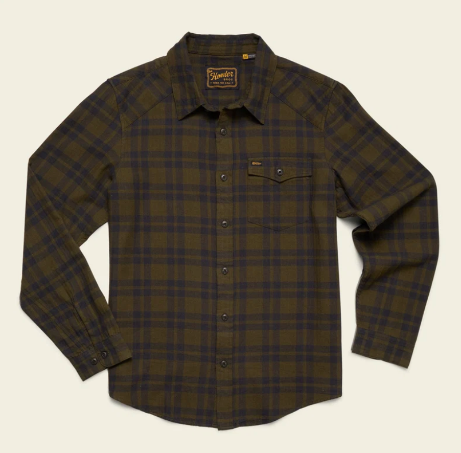 Howler Brothers La Grange Lightweight Flannel - Cohen Plaid : Dark Olive