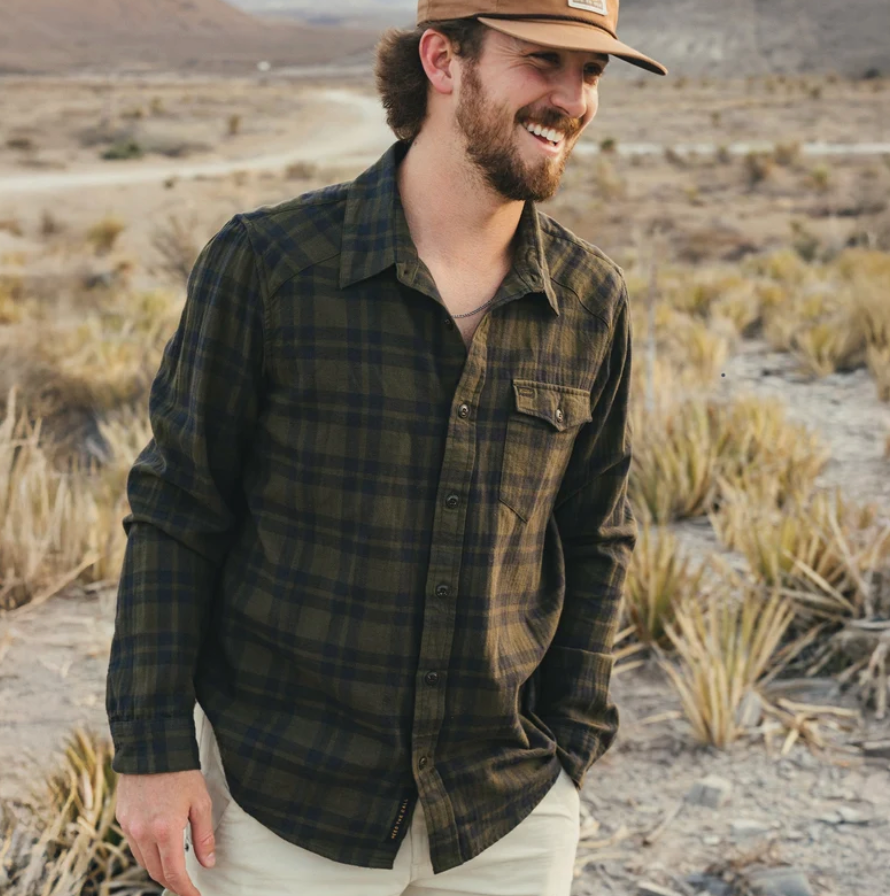 Howler Brothers La Grange Lightweight Flannel - Cohen Plaid : Dark Olive