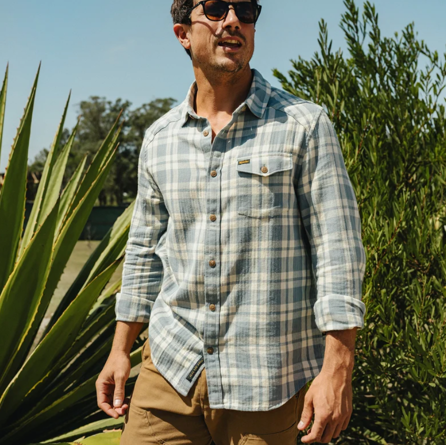 Howler Brothers La Grange Lightweight Flannel - Cohen Plaid : Iron Blue