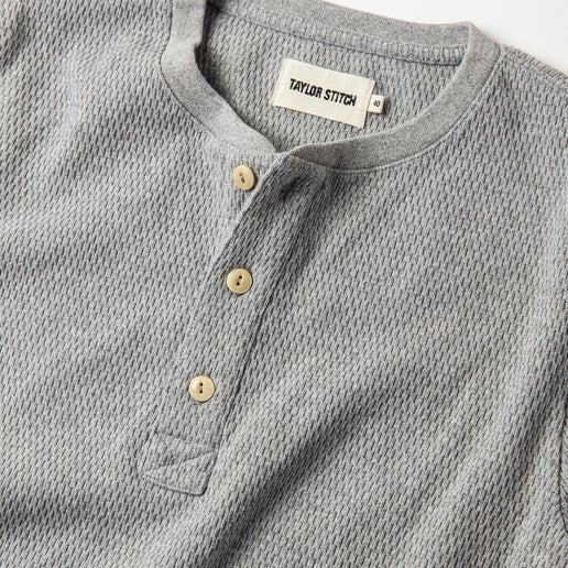 The Heavy Bag Waffle Henley in Ash